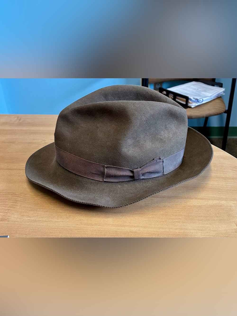 Vintage 1960’a Bailey Of Hollywood Brown genuine fur Felt Fedora Hat